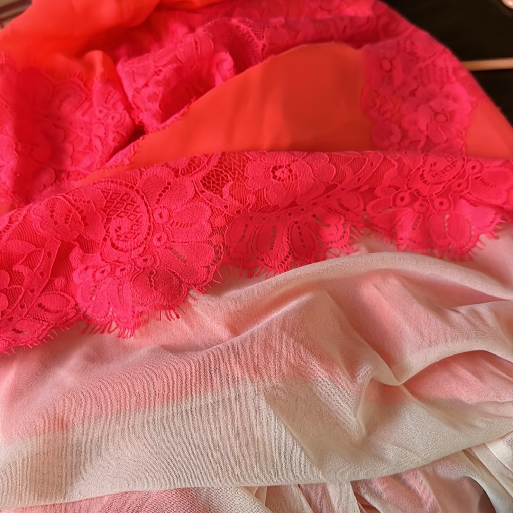 NEW Free People Hot Coral Lace Mini Dress - Size M - Picture 10 of 10